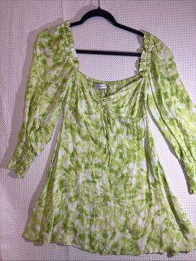 Faithfull the Brand Green and White Tie-Dye Dress, size 4